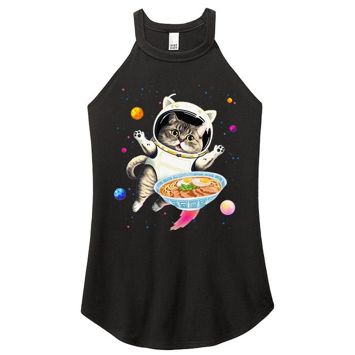 Astronaut Cat In Space With Ramen Noodles Galaxy Cat Women's Perfect Tri Rocker Tank