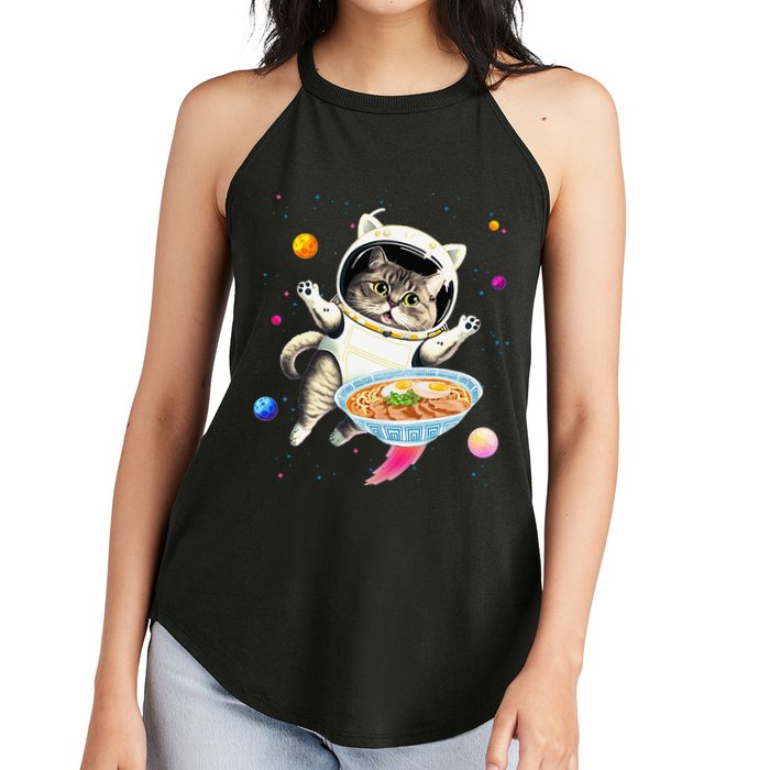 Astronaut Cat In Space With Ramen Noodles Galaxy Cat Women's Perfect Tri Rocker Tank