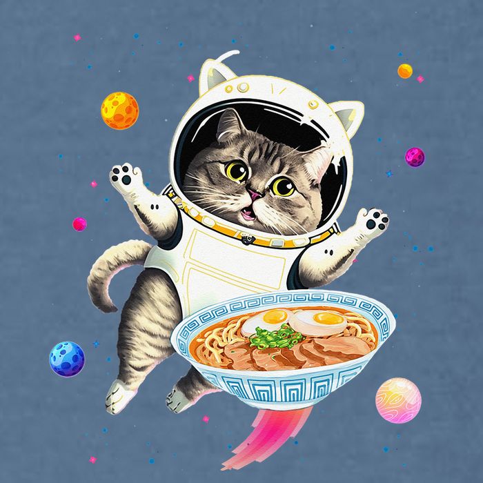 Astronaut Cat In Space With Ramen Noodles Galaxy Cat Garment-Dyed Sweatshirt