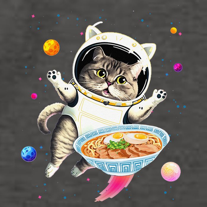 Astronaut Cat In Space With Ramen Noodles Galaxy Cat Vector Backpack
