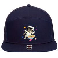 Astronaut Cat In Space With Ramen Noodles Galaxy Cat 7 Panel Mesh Trucker Snapback Hat