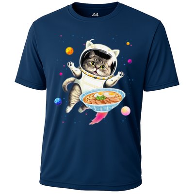 Astronaut Cat In Space With Ramen Noodles Galaxy Cat Performance Shirt