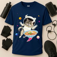 Astronaut Cat In Space With Ramen Noodles Galaxy Cat Performance Shirt