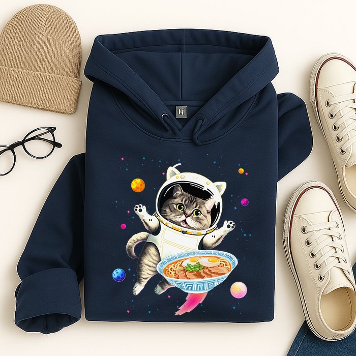 Astronaut Cat In Space With Ramen Noodles Galaxy Cat Hoodie