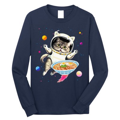 Astronaut Cat In Space With Ramen Noodles Galaxy Cat Long Sleeve Shirt