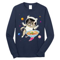 Astronaut Cat In Space With Ramen Noodles Galaxy Cat Long Sleeve Shirt
