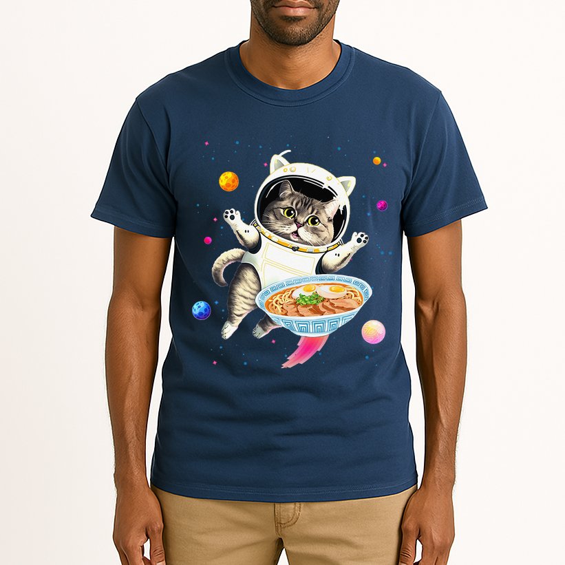 Astronaut Cat In Space With Ramen Noodles Galaxy Cat Tall T-Shirt