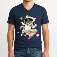 Astronaut Cat In Space With Ramen Noodles Galaxy Cat V-Neck T-Shirt