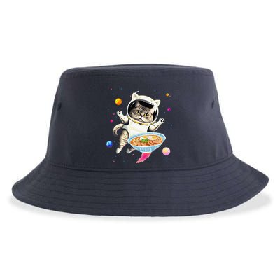 Astronaut Cat In Space With Ramen Noodles Galaxy Cat Sustainable Bucket Hat