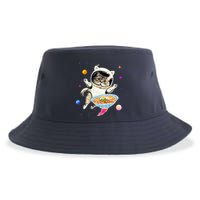 Astronaut Cat In Space With Ramen Noodles Galaxy Cat Sustainable Bucket Hat