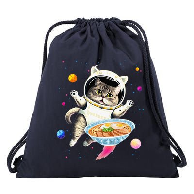 Astronaut Cat In Space With Ramen Noodles Galaxy Cat Drawstring Bag