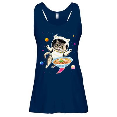 Astronaut Cat In Space With Ramen Noodles Galaxy Cat Ladies Essential Flowy Tank