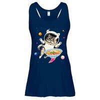 Astronaut Cat In Space With Ramen Noodles Galaxy Cat Ladies Essential Flowy Tank