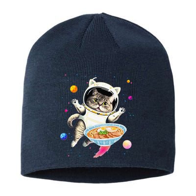 Astronaut Cat In Space With Ramen Noodles Galaxy Cat Sustainable Beanie