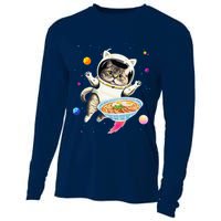 Astronaut Cat In Space With Ramen Noodles Galaxy Cat Cooling Performance Long Sleeve Crew