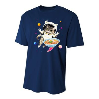 Astronaut Cat In Space With Ramen Noodles Galaxy Cat Youth Performance Sprint T-Shirt