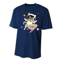 Astronaut Cat In Space With Ramen Noodles Galaxy Cat Youth Performance Sprint T-Shirt