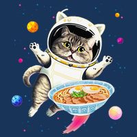Astronaut Cat In Space With Ramen Noodles Galaxy Cat Poster