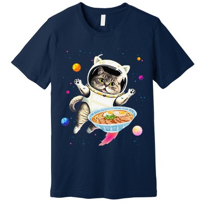 Astronaut Cat In Space With Ramen Noodles Galaxy Cat Premium T-Shirt