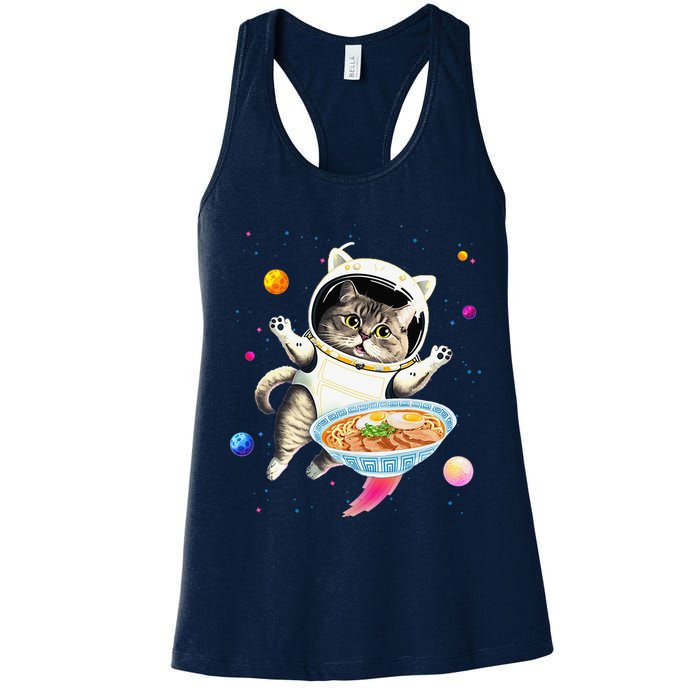Astronaut Cat In Space With Ramen Noodles Galaxy Cat Womens Tank Top