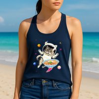 Astronaut Cat In Space With Ramen Noodles Galaxy Cat Womens Tank Top