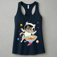 Astronaut Cat In Space With Ramen Noodles Galaxy Cat Womens Tank Top