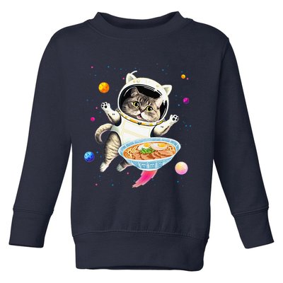 Astronaut Cat In Space With Ramen Noodles Galaxy Cat Toddler Sweatshirt