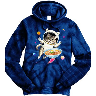 Astronaut Cat In Space With Ramen Noodles Galaxy Cat Tie Dye Hoodie