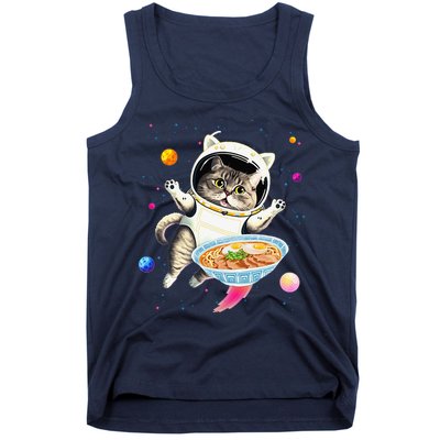 Astronaut Cat In Space With Ramen Noodles Galaxy Cat Tank Top