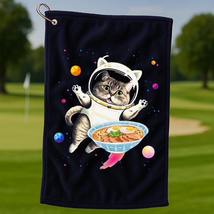 Astronaut Cat In Space With Ramen Noodles Galaxy Cat Golf Towel