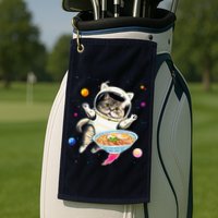 Astronaut Cat In Space With Ramen Noodles Galaxy Cat Golf Towel