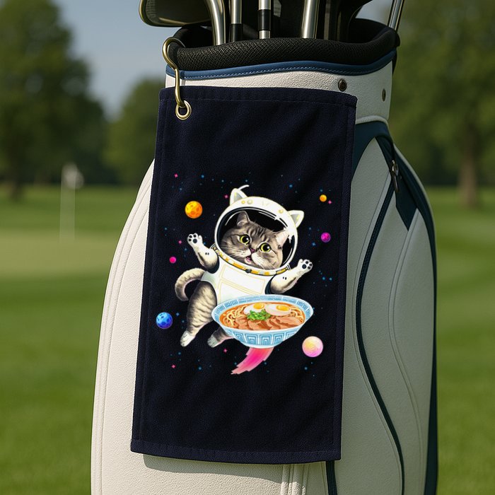 Astronaut Cat In Space With Ramen Noodles Galaxy Cat Golf Towel