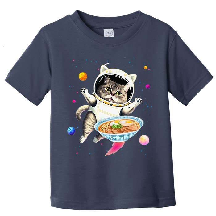 Astronaut Cat In Space With Ramen Noodles Galaxy Cat Toddler T-Shirt