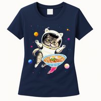 Astronaut Cat In Space With Ramen Noodles Galaxy Cat Womens T-Shirt