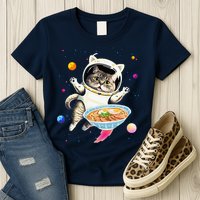 Astronaut Cat In Space With Ramen Noodles Galaxy Cat Womens T-Shirt