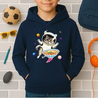 Astronaut Cat In Space With Ramen Noodles Galaxy Cat Kids Hoodie