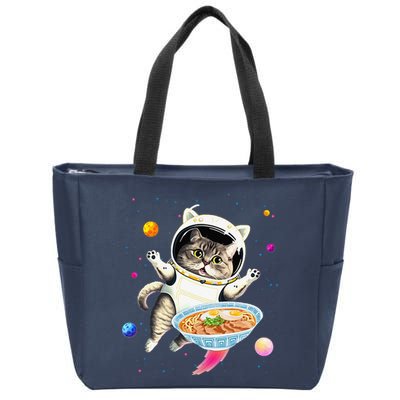 Astronaut Cat In Space With Ramen Noodles Galaxy Cat Zip Tote Bag