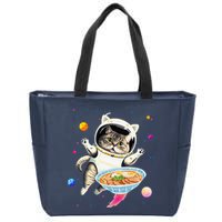 Astronaut Cat In Space With Ramen Noodles Galaxy Cat Zip Tote Bag