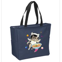 Astronaut Cat In Space With Ramen Noodles Galaxy Cat Zip Tote Bag