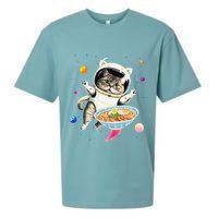 Astronaut Cat In Space With Ramen Noodles Galaxy Cat Sueded Cloud Jersey T-Shirt