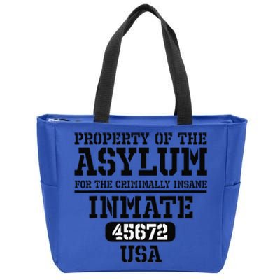 Asylum Criminally Insane Prisoner Funny Halloween Costume Zip Tote Bag