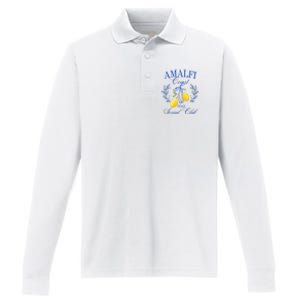 Amalfi Coast Iitaly Social Club Travel Trip Vacation Lemon Performance Long Sleeve Polo