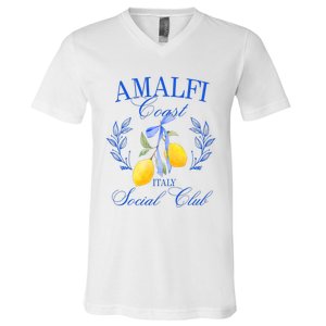 Amalfi Coast Iitaly Social Club Travel Trip Vacation Lemon V-Neck T-Shirt