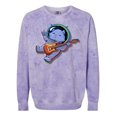 Astronaut Cat In Space Guitar Colorblast Crewneck Sweatshirt