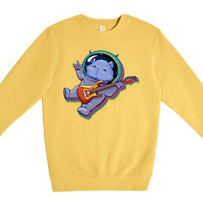 Astronaut Cat In Space Guitar Premium Crewneck Sweatshirt