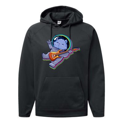 Astronaut Cat In Space Guitar Performance Fleece Hoodie