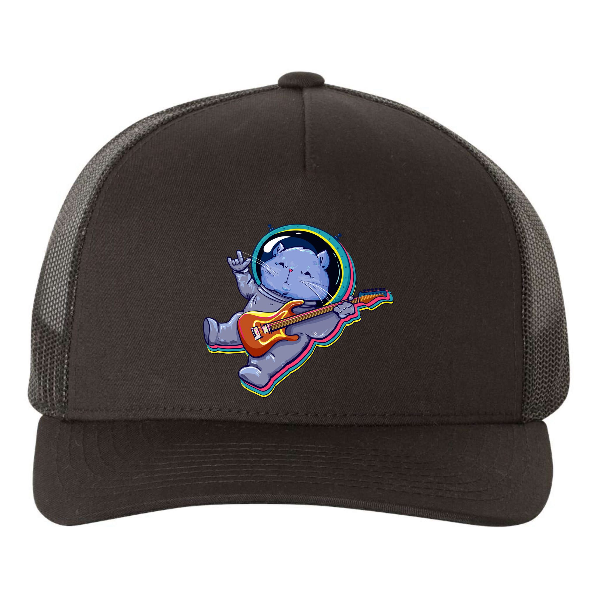 Astronaut Cat In Space Guitar Yupoong Adult 5-Panel Trucker Hat
