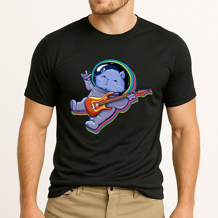 Astronaut Cat In Space Guitar Performance Shirt