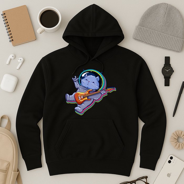 Astronaut Cat In Space Guitar Hoodie