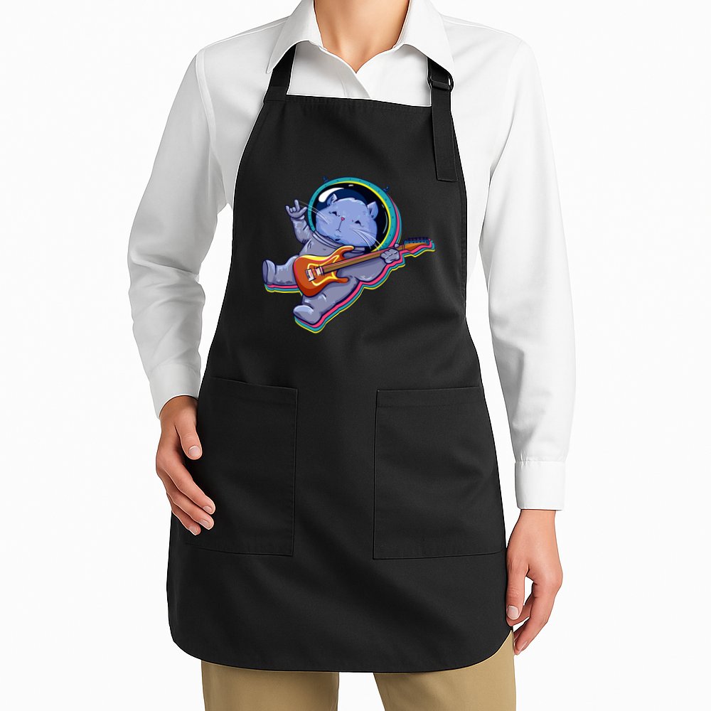 Astronaut Cat In Space Guitar Apron